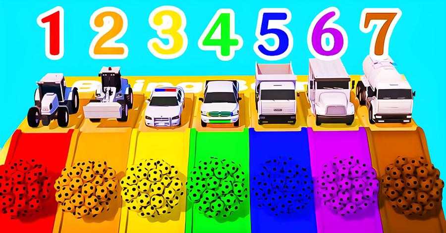 Colorful balls and cute cars