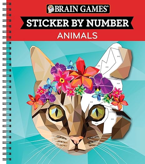 Brain Games - Sticker by Number: Animals (28 Images to Sticker)